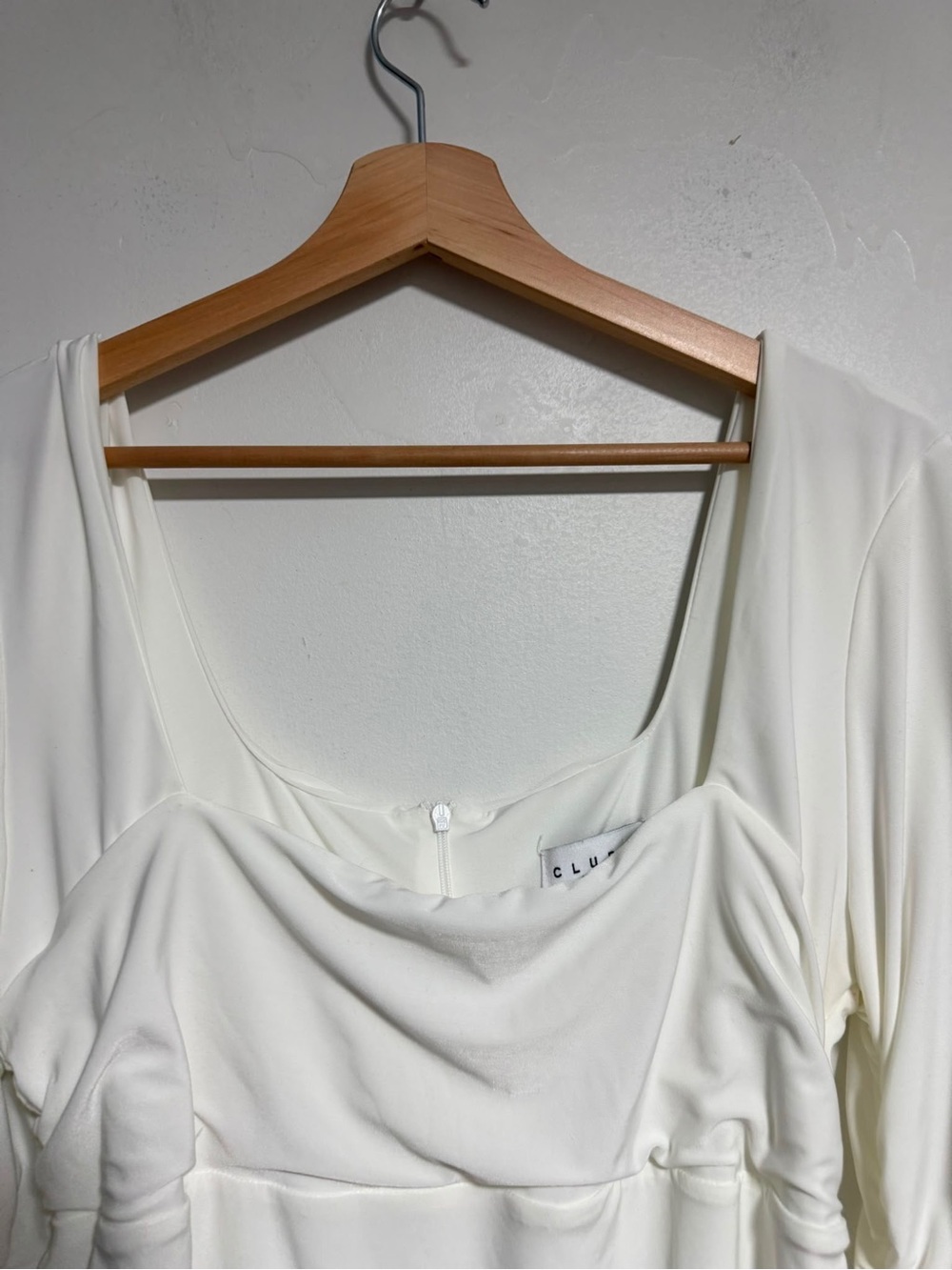 Club L London Seductress White Square Neck Ruched Bodycon Midi Dress UK 14 US 10 - Picture 13 of 13